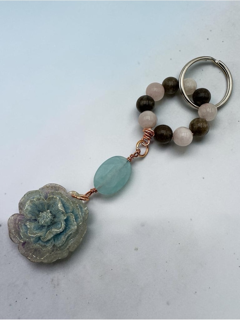 Handmade Beaded Flower Keychain